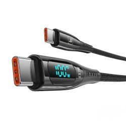 100W Flash Charging Digital Display Cable for Laptop & Phones (1M Black)