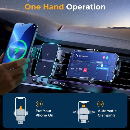 Dual Coil 15W Wireless Charging Car Phone Holder 