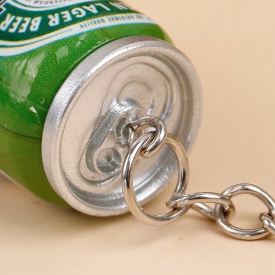 Mini Beer Can Key Chain - Aluminum Novelty Keyring