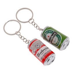 Mini Beer Can Key Chain - Aluminum Novelty Keyring
