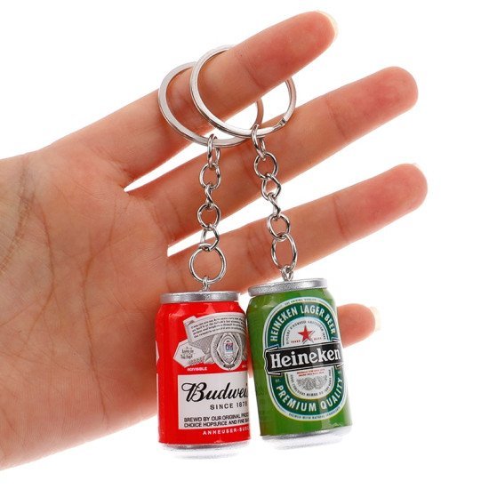 Mini Beer Can Key Chain - Aluminum Novelty Keyring