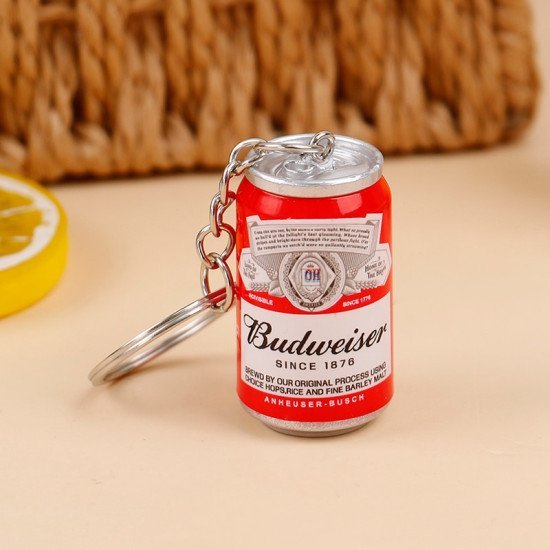 Mini Beer Can Key Chain - Aluminum Novelty Keyring