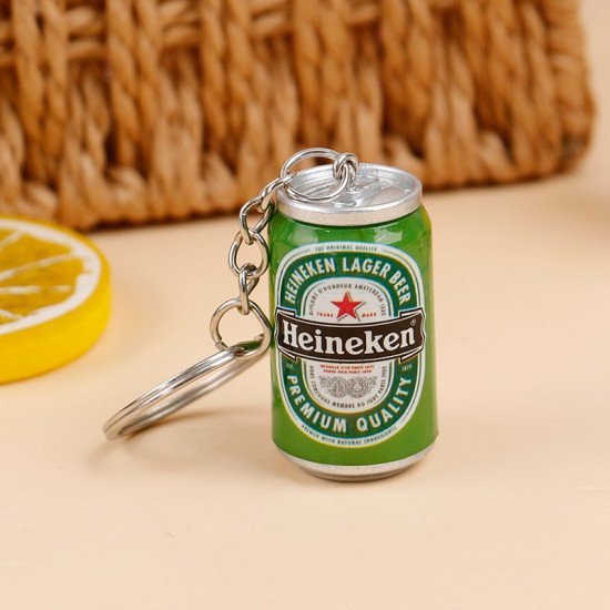 Mini Beer Can Key Chain - Aluminum Novelty Keyring