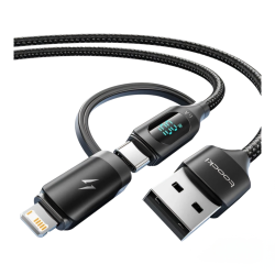 6A Fast Charge 2 In 1 Convertible Cable With Digital Display (1M Black)