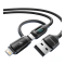 6A Fast Charge 2 In 1 Convertible Cable With Digital Display (1M Black)