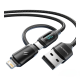 6A Fast Charge 2 In 1 Convertible Cable With Digital Display (1M Black)