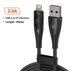 2.4A Fast Charge Lightning Cable with Digital Display (1M Black) 2.4A Fast Charge Lightning Cable with Digital Display (1M Black)