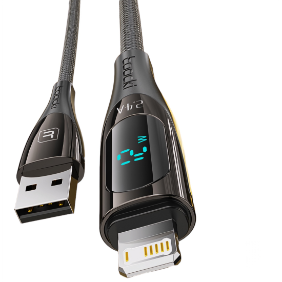 2.4A Fast Charge Lightning Cable with Digital Display (1M Black)
