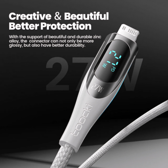 27W PD Fast Charge Lightning Cable with Digital Display (1M Black)