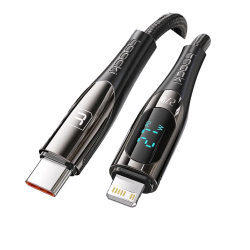 27W PD Fast Charge Lightning Cable with Digital Display (1M Black)