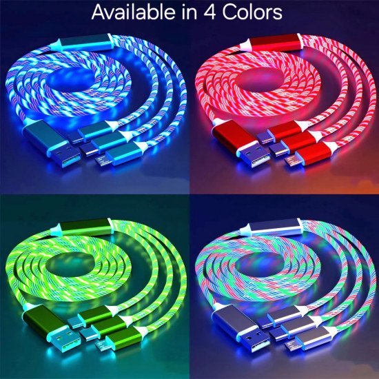 3 in 1 Glowing Cable - Multidevice Charging (4 Colors) 3 in 1 Glowing Cable - Multidevice Charging (4 Colors)