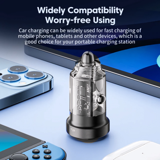 45W Dual Port PD Car Phone Charger Adapter (Transparent) 45W Dual Port PD Car Phone Charger Adapter (Transparent)