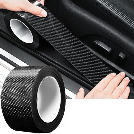 5D Carbon Fiber Anti Scratch Car Door Sill Protector Tape 5M Universal – Black