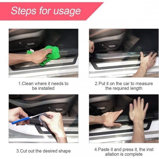 5D Carbon Fiber Anti Scratch Car Door Sill Protector Tape 5M Universal – Black