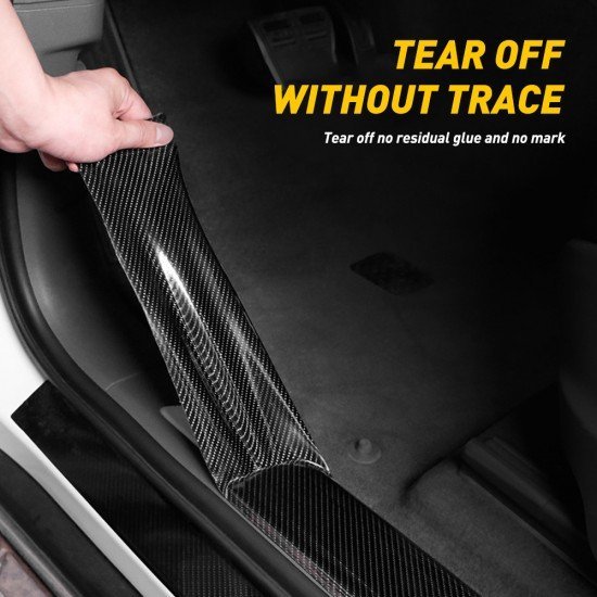 5D Carbon Fiber Anti Scratch Car Door Sill Protector Tape 5M Universal – Black