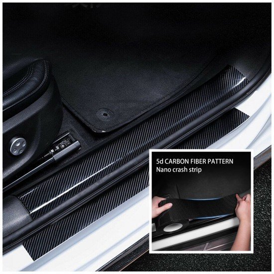 5D Carbon Fiber Anti Scratch Car Door Sill Protector Tape 5M Universal – Black