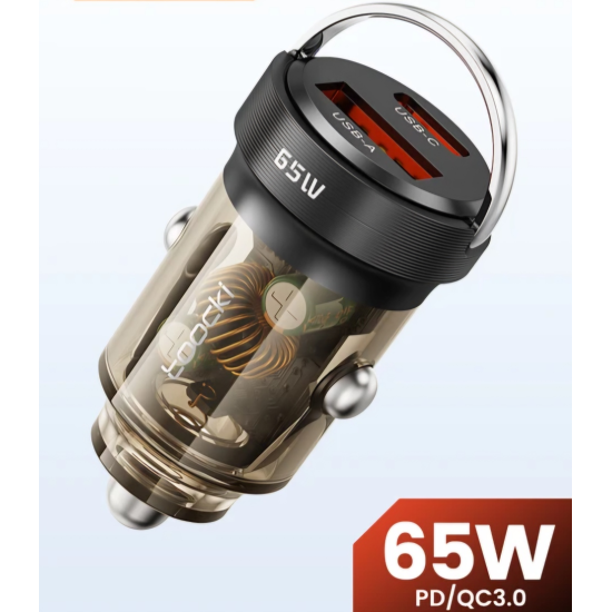 65W Dual Port 3.0 PD Car Fast Charge Adapter (Transparent) 65W Dual Port 3.0 PD Car Fast Charge Adapter (Transparent)