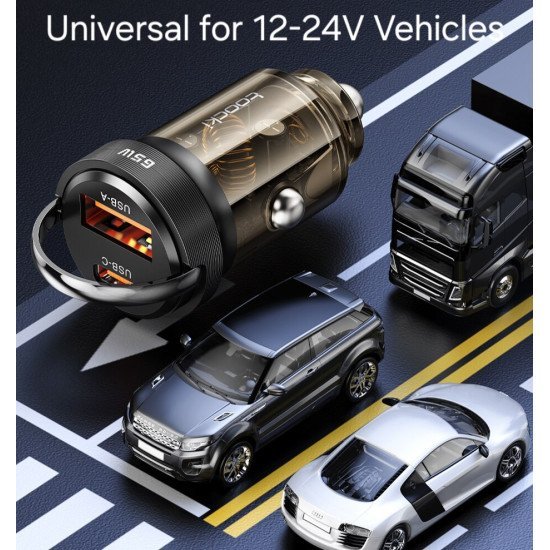 65W Dual Port 3.0 PD Car Fast Charge Adapter (Transparent) 65W Dual Port 3.0 PD Car Fast Charge Adapter (Transparent)