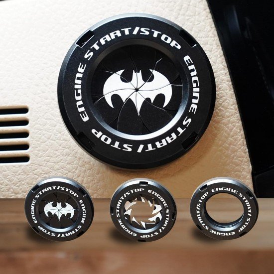 BAT Car Engine Start Stop Button Rotary Covers - Universal Fit (Black)