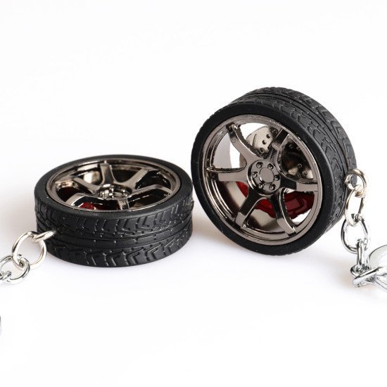 Car Wheels Key Chain - Zinc Alloy Automotive Keyring