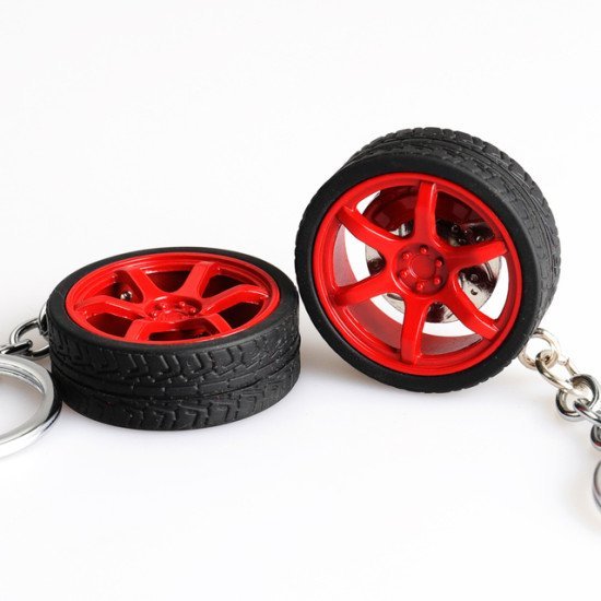 Car Wheels Key Chain - Zinc Alloy Automotive Keyring
