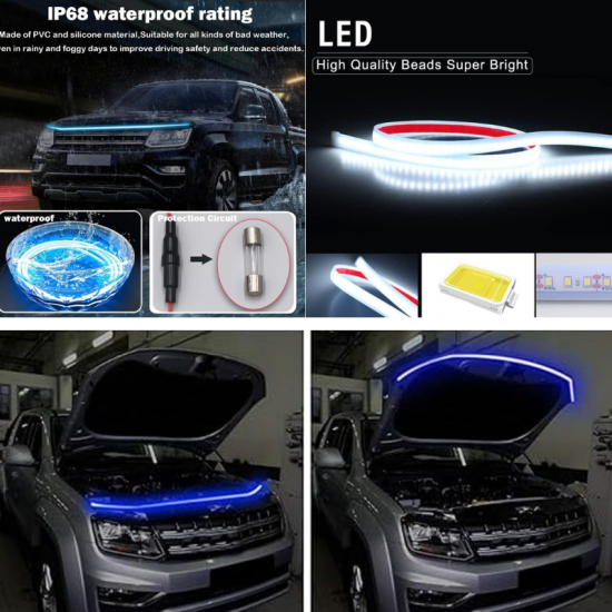 Car Hood Dynamic LED Light DRL Strip 180cm - Universal Fit (Waterproof) 3 colors Car Hood Dynamic LED Light DRL Strip 180cm - Universal Fit (Waterproof) 3 colors