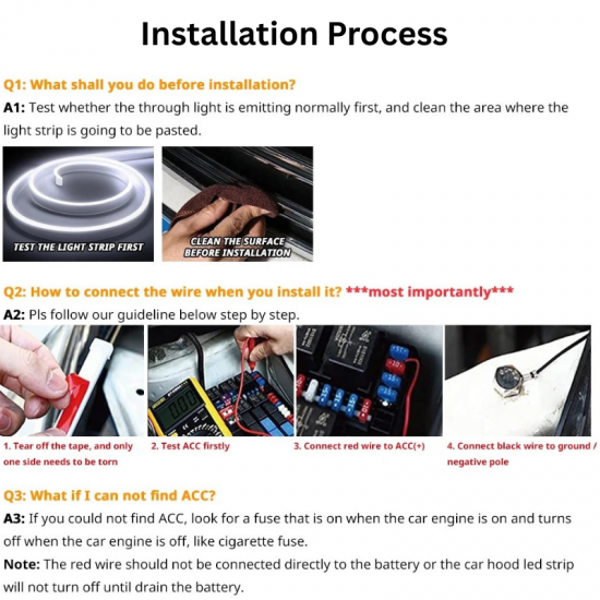 Car Hood RGB LED Light DRL Strip 180cm - Universal Fit (Waterproof) Car Hood RGB LED Light DRL Strip 180cm - Universal Fit (Waterproof)