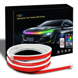 Car Hood RGB LED Light DRL Strip 180cm - Universal Fit (Waterproof)