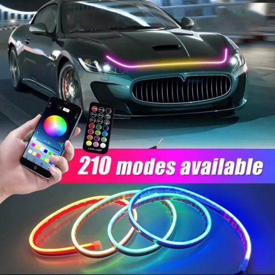 Car Hood RGB LED Light DRL Strip 180cm - Universal Fit (Waterproof) Car Hood RGB LED Light DRL Strip 180cm - Universal Fit (Waterproof)