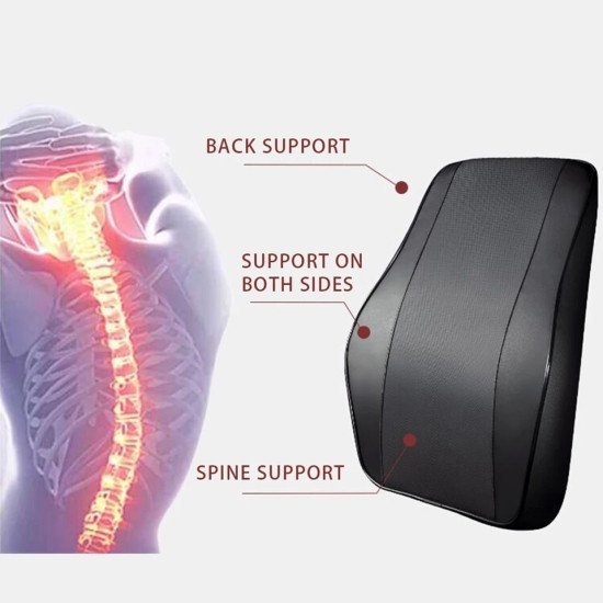Car Lumbar Support Ergonomic Pillow - Premium Leather (Black)