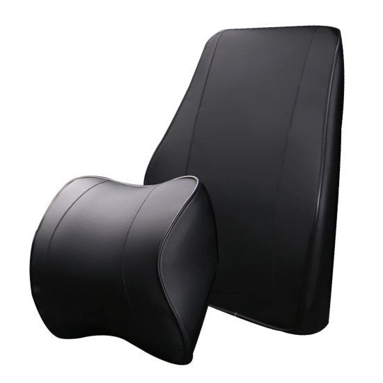 Car Lumbar Support Ergonomic Pillow - Premium Leather (Black)