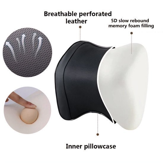 Ergonomic Car Headrest Memory Foam Pillow Pack of 2 - Premium Leather Coffee Brown Ergonomic Car Headrest Memory Foam Pillow Pack of 2 - Premium Leather Coffee Brown