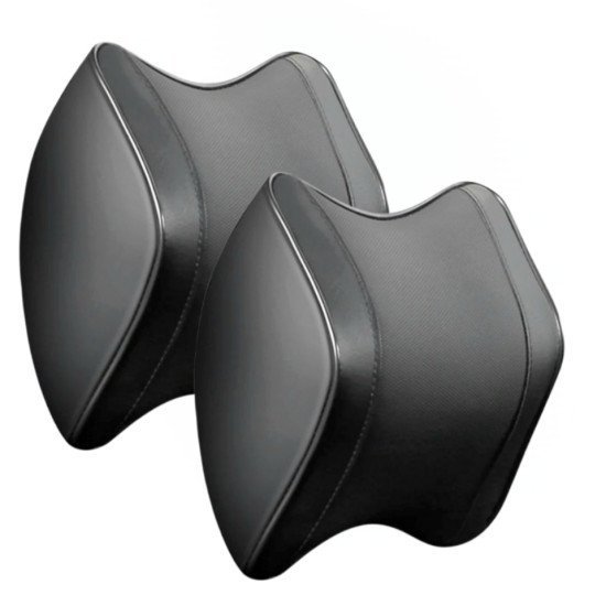 Ergonomic Car Headrest Memory Foam Pillow Pack of 2 - Premium Leather Black Ergonomic Car Headrest Memory Foam Pillow Pack of 2 - Premium Leather Black