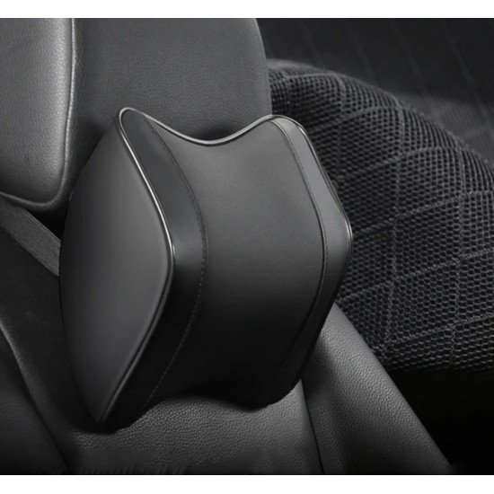 Ergonomic Car Headrest Memory Foam Pillow Pack of 2 - Premium Leather Black Ergonomic Car Headrest Memory Foam Pillow Pack of 2 - Premium Leather Black