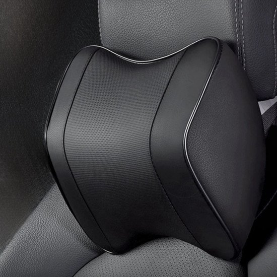 Ergonomic Car Headrest Memory Foam Pillow Pack of 2 - Premium Leather Black Ergonomic Car Headrest Memory Foam Pillow Pack of 2 - Premium Leather Black