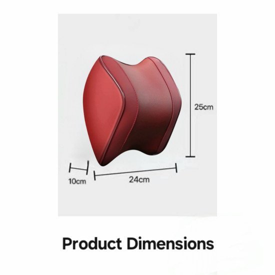 Ergonomic Car Headrest Memory Foam Pillow Pack of 2 - Premium Leather Wine Red Ergonomic Car Headrest Memory Foam Pillow Pack of 2 - Premium Leather Wine Red