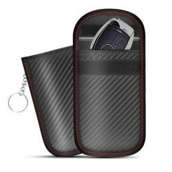 RFID Signal Blocking Faraday Car Key Fob Case - Carbon Fiber Protection Pouch