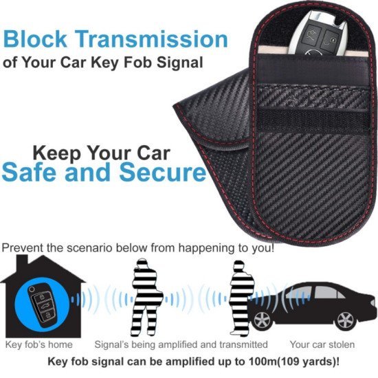 RFID Signal Blocking Faraday Car Key Fob Case - Carbon Fiber Protection Pouch RFID Signal Blocking Faraday Car Key Fob Case - Carbon Fiber Protection Pouch