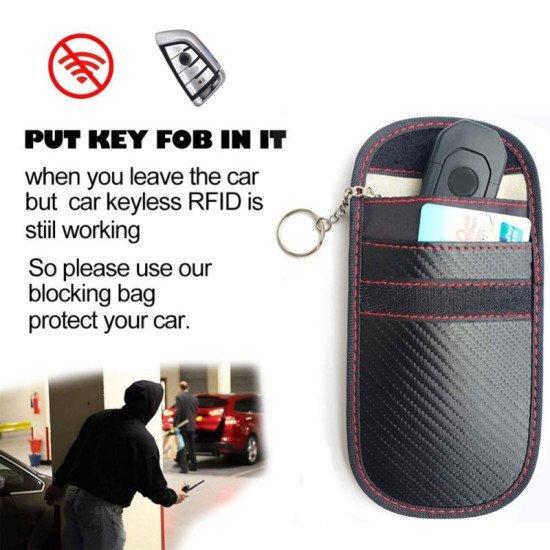 RFID Signal Blocking Faraday Car Key Fob Case - Carbon Fiber Protection Pouch RFID Signal Blocking Faraday Car Key Fob Case - Carbon Fiber Protection Pouch