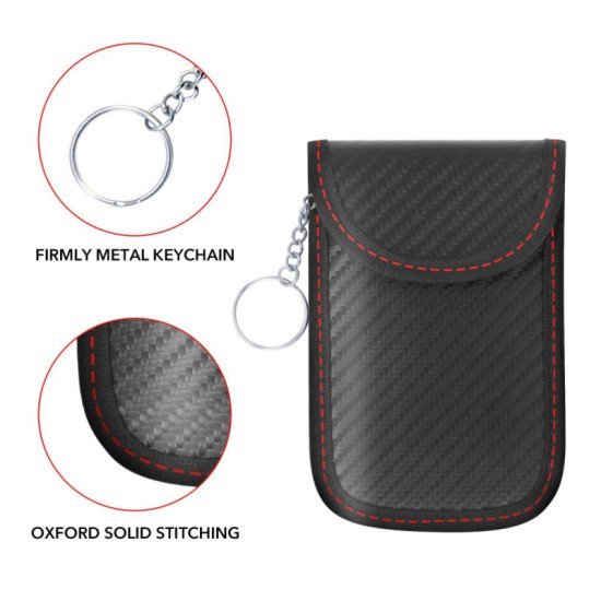 RFID Signal Blocking Faraday Car Key Fob Case - Carbon Fiber Protection Pouch RFID Signal Blocking Faraday Car Key Fob Case - Carbon Fiber Protection Pouch