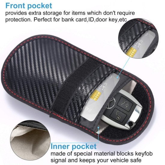 RFID Signal Blocking Faraday Car Key Fob Case - Carbon Fiber Protection Pouch RFID Signal Blocking Faraday Car Key Fob Case - Carbon Fiber Protection Pouch