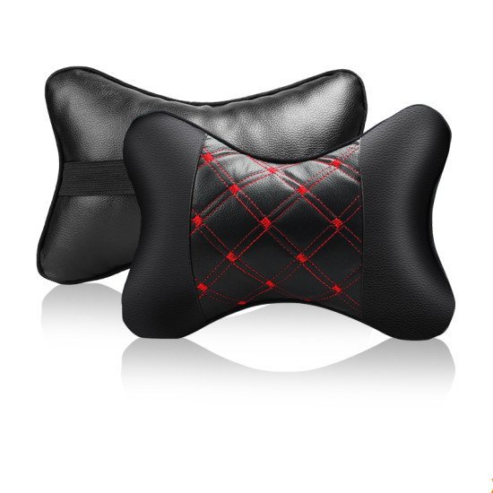 Car Neck Leather Pillows Pack of 2 – Black & Red | Universal Fit PU Leather Car Head Rest Cushion Car Neck Leather Pillows Pack of 2 – Black & Red | Universal Fit PU Leather Car Head Rest Cushion