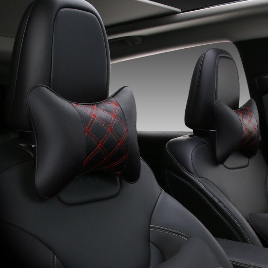 Car Neck Leather Pillows Pack of 2 – Black & Red | Universal Fit PU Leather Car Head Rest Cushion Car Neck Leather Pillows Pack of 2 – Black & Red | Universal Fit PU Leather Car Head Rest Cushion