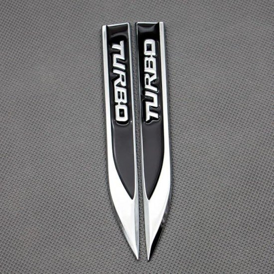 Turbo 3D Metal Emblems Pair - Universal Fit (2 colors) 