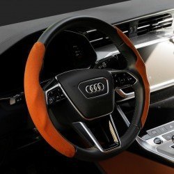Tan Brown Suede Fabric Steering Wheel Cover - Universal Fit Tan Brown Suede Fabric Steering Wheel Cover - Universal Fit