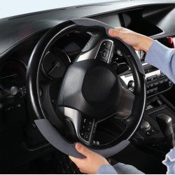 Suede Fabric Steering Wheel Cover - Universal Fit (Grey) Suede Fabric Steering Wheel Cover - Universal Fit (Grey)