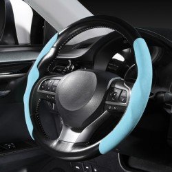 Suede Fabric Steering Wheel Cover - Universal Fit (Sky Blue) Suede Fabric Steering Wheel Cover - Universal Fit (Sky Blue)