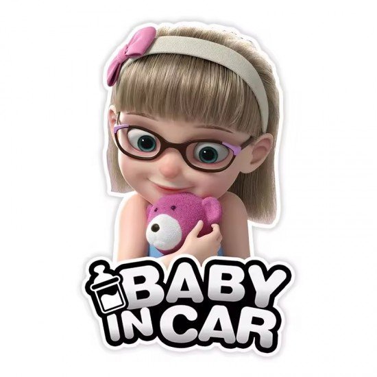 Baby Girl in Car Rear Windshield Stickers (Waterproof) 20 x 8 cm