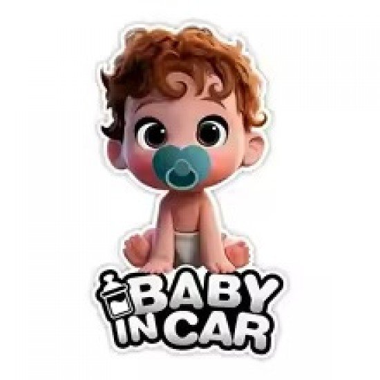 Baby in Car Rear Windshield Stickers (Waterproof) 20 cm height Baby in Car Rear Windshield Stickers (Waterproof) 20 cm height