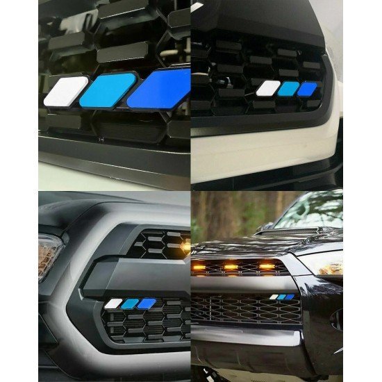Tri Color Front Grille Badge Emblem Blue & Orange Universal Fit – ABS & Metal Tri Color Front Grille Badge Emblem Blue & Orange Universal Fit – ABS & Metal